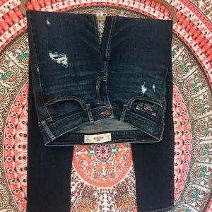 Dark Wash Faded & Distressed Hollister Skinny Jean